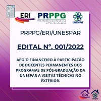 Edital Nº. 001/2022 - PRPPG/ERI/UNESPAR - APOIO FINANCEIRO À PARTICIPAÇÃO DE DOCENTES PERMANENTES DOS PROGRAMAS DE PÓS-GRADUAÇÃO DA UNESPAR A VISITAS TÉCNICAS NO EXTERIOR.