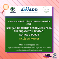 Centro Acadêmico de Letramento e Escrita (CALE) publica o edital Nº 04/2024 para assessoria de tradução e revisão de artigos acadêmicos