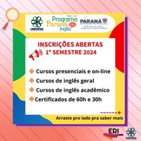 Inscrições abertas para turmas do 1º semestre de 2024 do Programa Paraná Fala Inglês (PFI) da Unespar